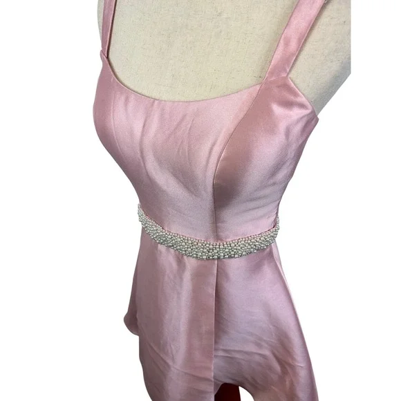 Ashley Lauren Pink Party Dress Pearl Belt Cocktail Dance Homecoming Size 4